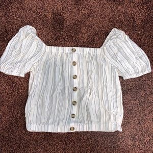 AE Off The Shoulder Striped Blouse